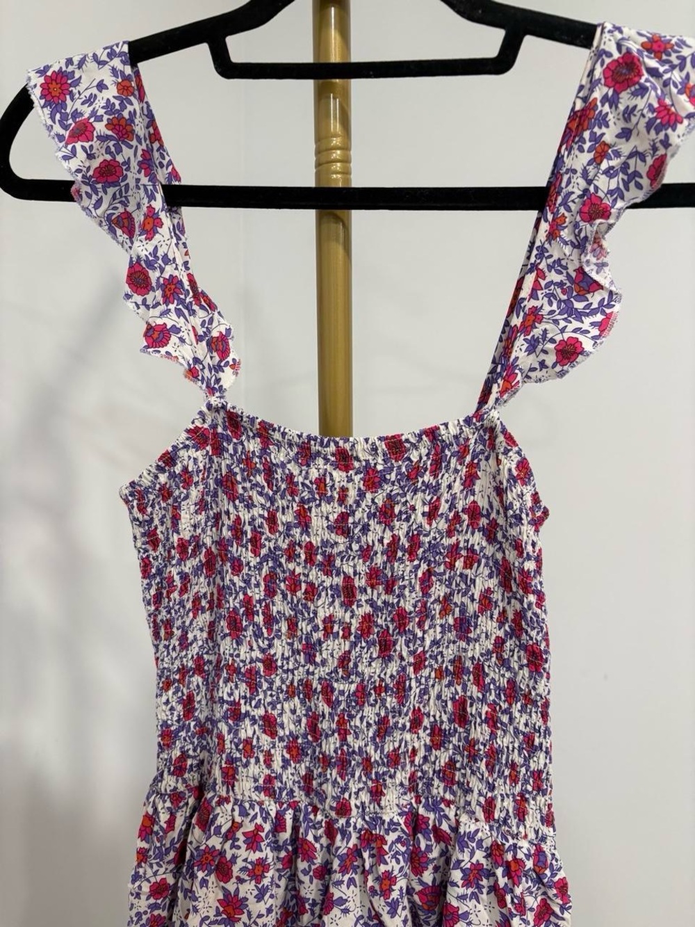 Smocked Floral Maxi Dress in Red and Pink - Picture 3 of 3